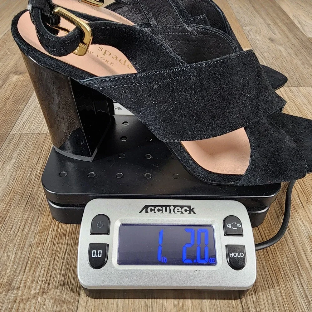 Kate Spade New York Size 7‎ Black Suede Slingback Block Heel Dress Sandals